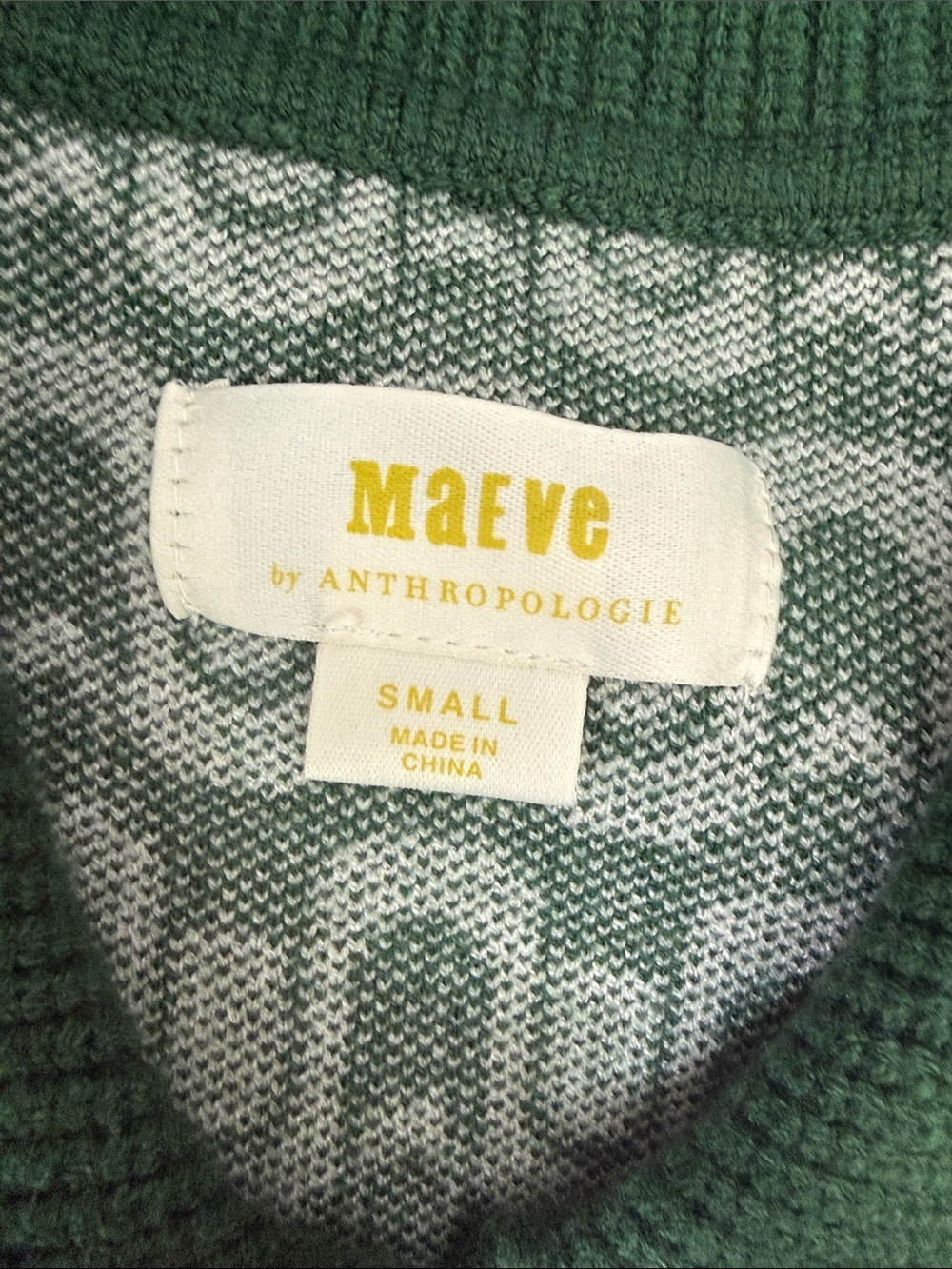 Anthropologie Green and White Geometric Short-Sleeve Cardigan Maeve top - Picture 3 of 3